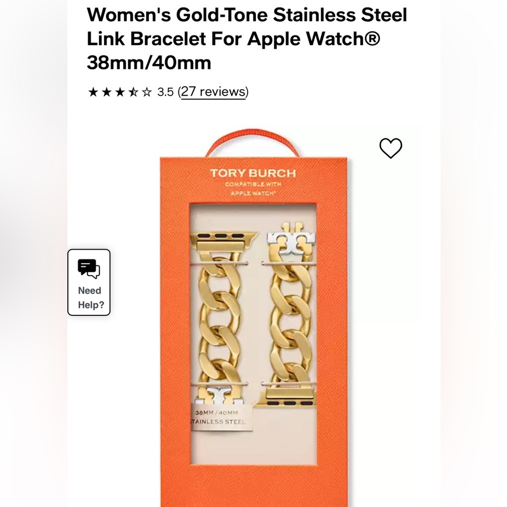 Tory Burch Apple Watch Band in Two Tone Gold and Silver